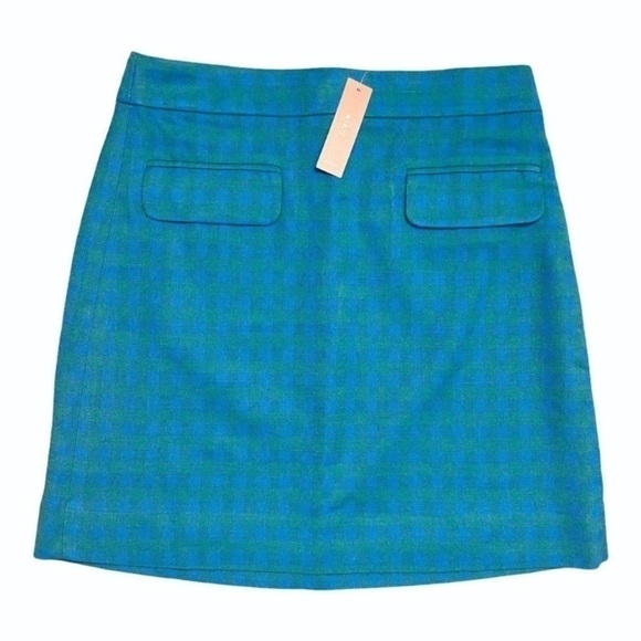 NWT J. CREW COLORFUL GINGHAM FRONT FLAP POCKET SKIRT IN DEEP BLUES GINGH… - Picture 4 of 7